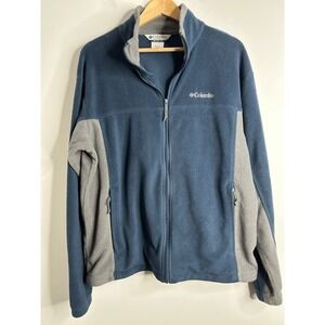 Columbia Men's Fleece Jacket Blue Gray Full Zip XL Outdoor Hiking